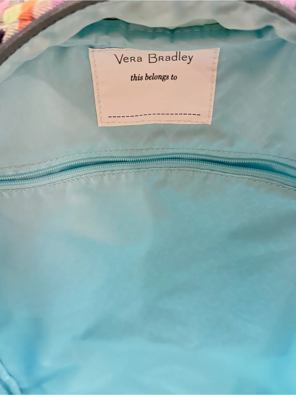 Vera Bradley Essential Large Backpack in Gingham Plaid Pastel Geometric Retired